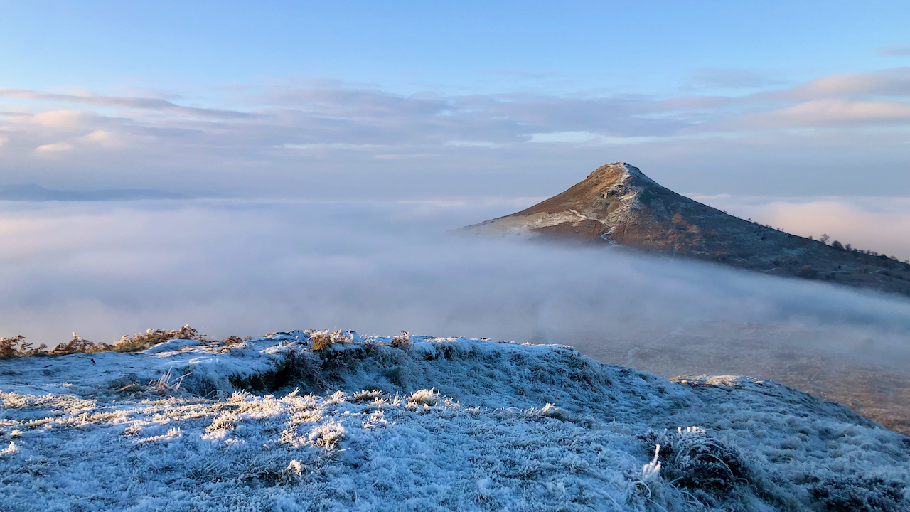 Roseberry Topping viewed from Little Roseberry above a temperature inversion.