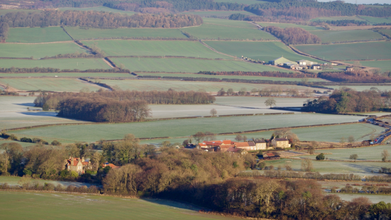 In 1740, High Farm, Pinchinthorpe (centre of photo) was owned by Ralph Ward