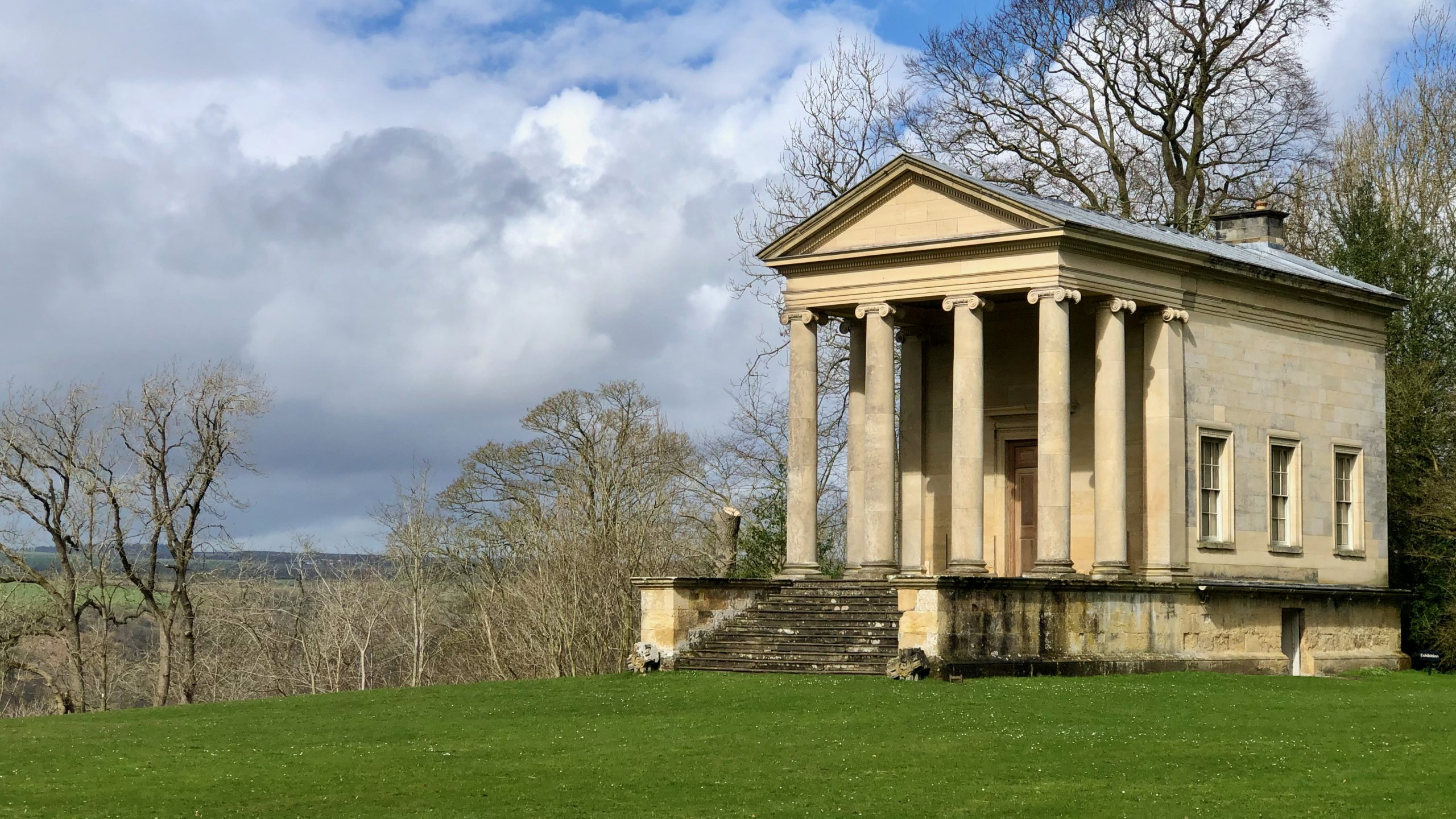 View of the stone built Ionic Temple at Rievaulx Terrace